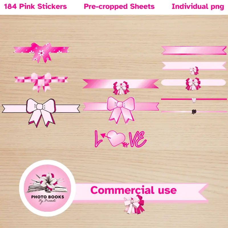 a variety of pink ribbon digital stickers. Commercial use allowed.