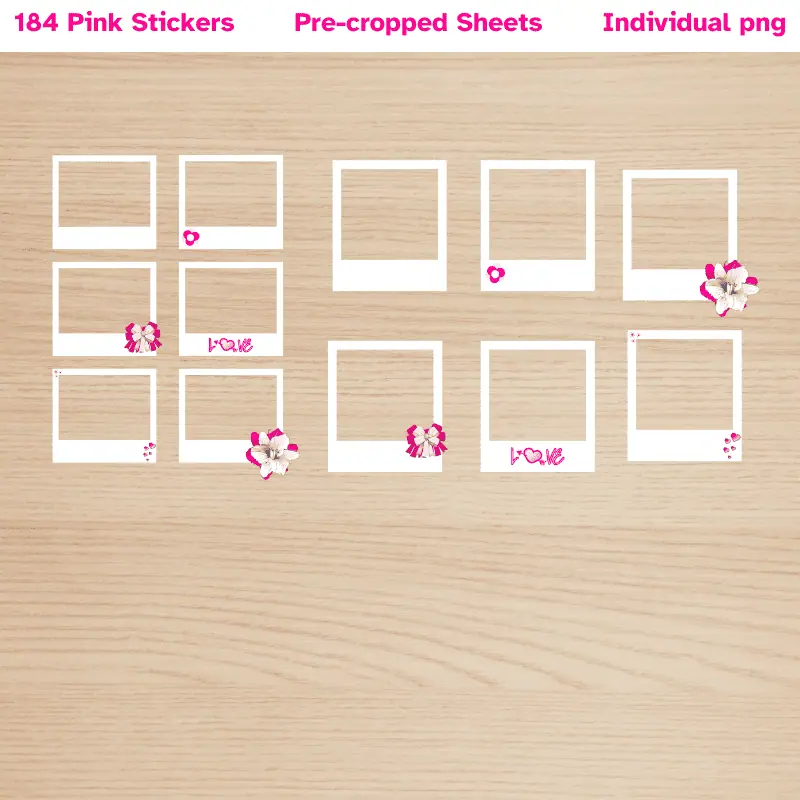 a variety of polaroid frame digital stickers