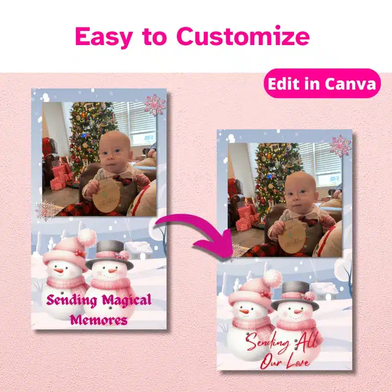 Easy to Customize. Two Similar slides of an Animated Christmas Card Template with different text, fonts, and colors.