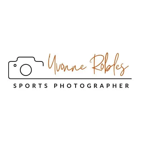 Yvonne Robles Photography logo, Yvonne Robles written in script next to an outline of a camera with the words sports photographer written with a line dividing the words