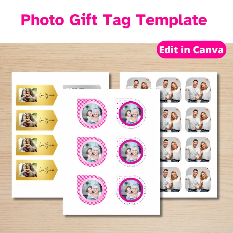 3 pages of unique printable photo gift tags.