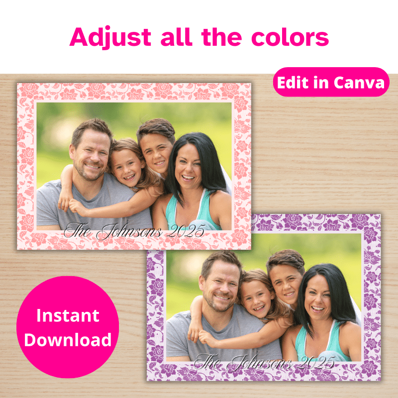 Adjust all the colors on this editable photo greeting card