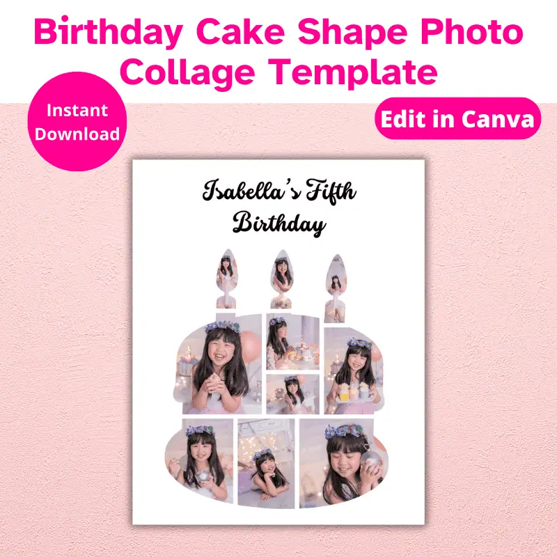 Birthday Cake Shape Photo Collage Template