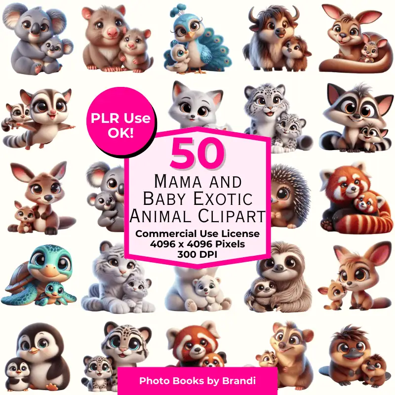 Mama and Baby Exotic Animal Clipart Mockups (7)