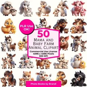 Mama and Baby Farm Animal Clipart - Master Resale Rights