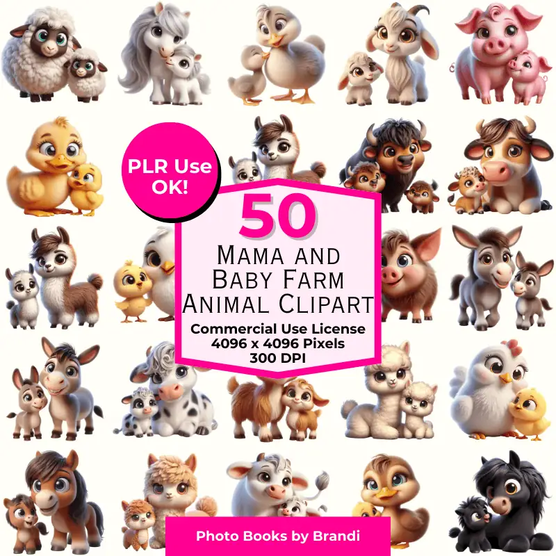 Mama and Baby Farm Animal Clipart Mockups (7)