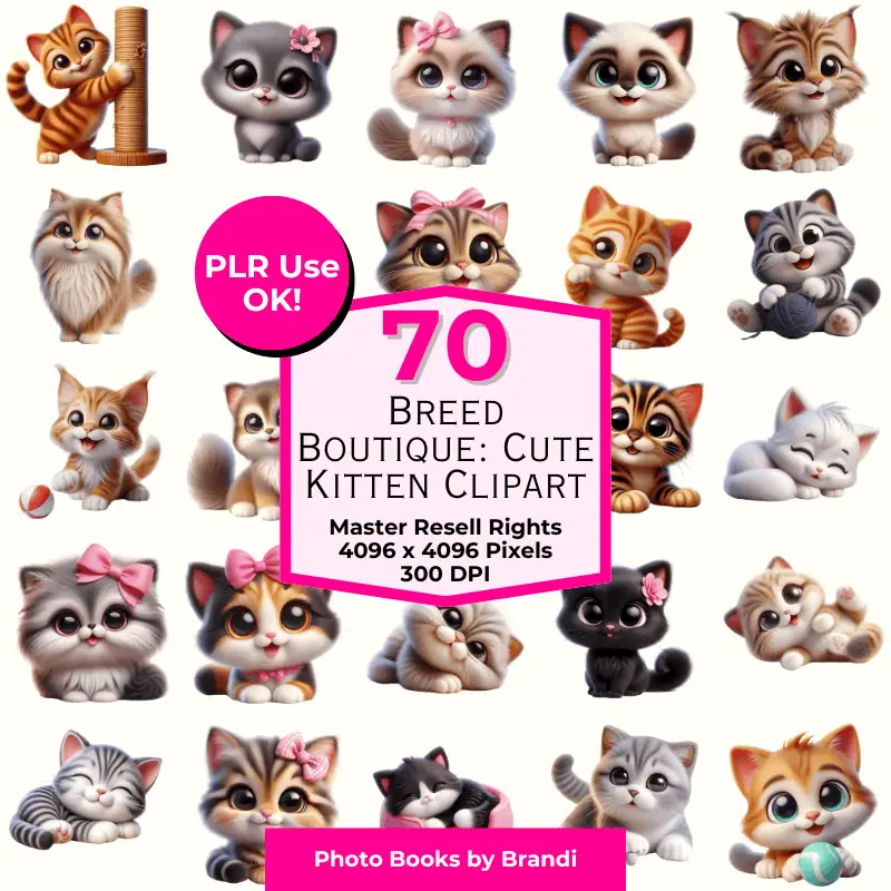 Breed Boutique: Cute Kitten Clipart - Master Resale Rights