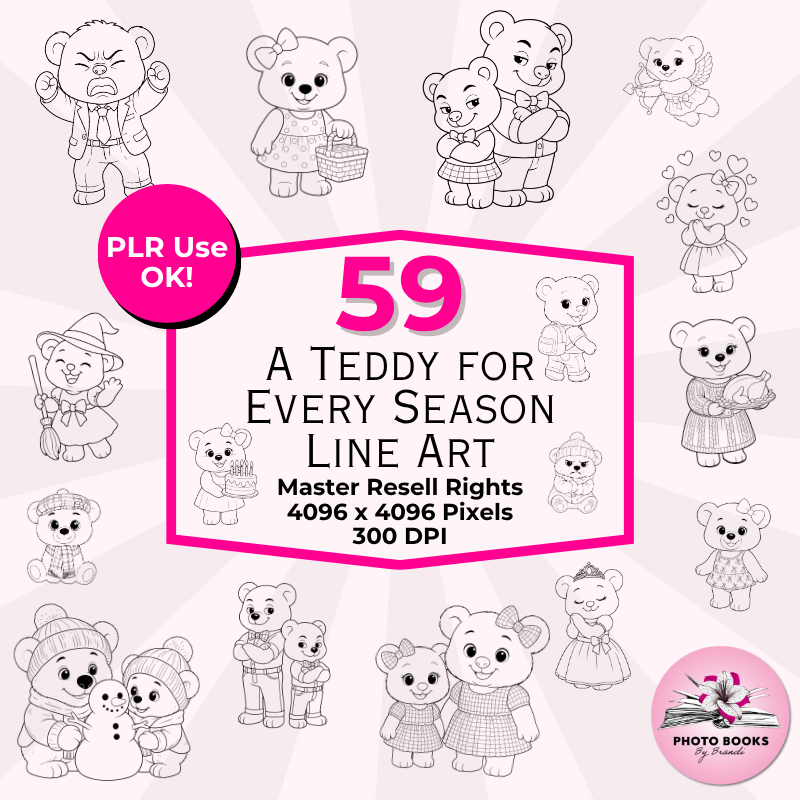 Teddy Bear Line Art Listing