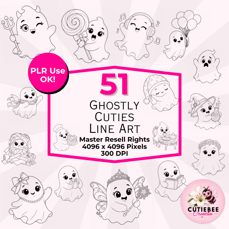 Ghostly Cuties Line Art